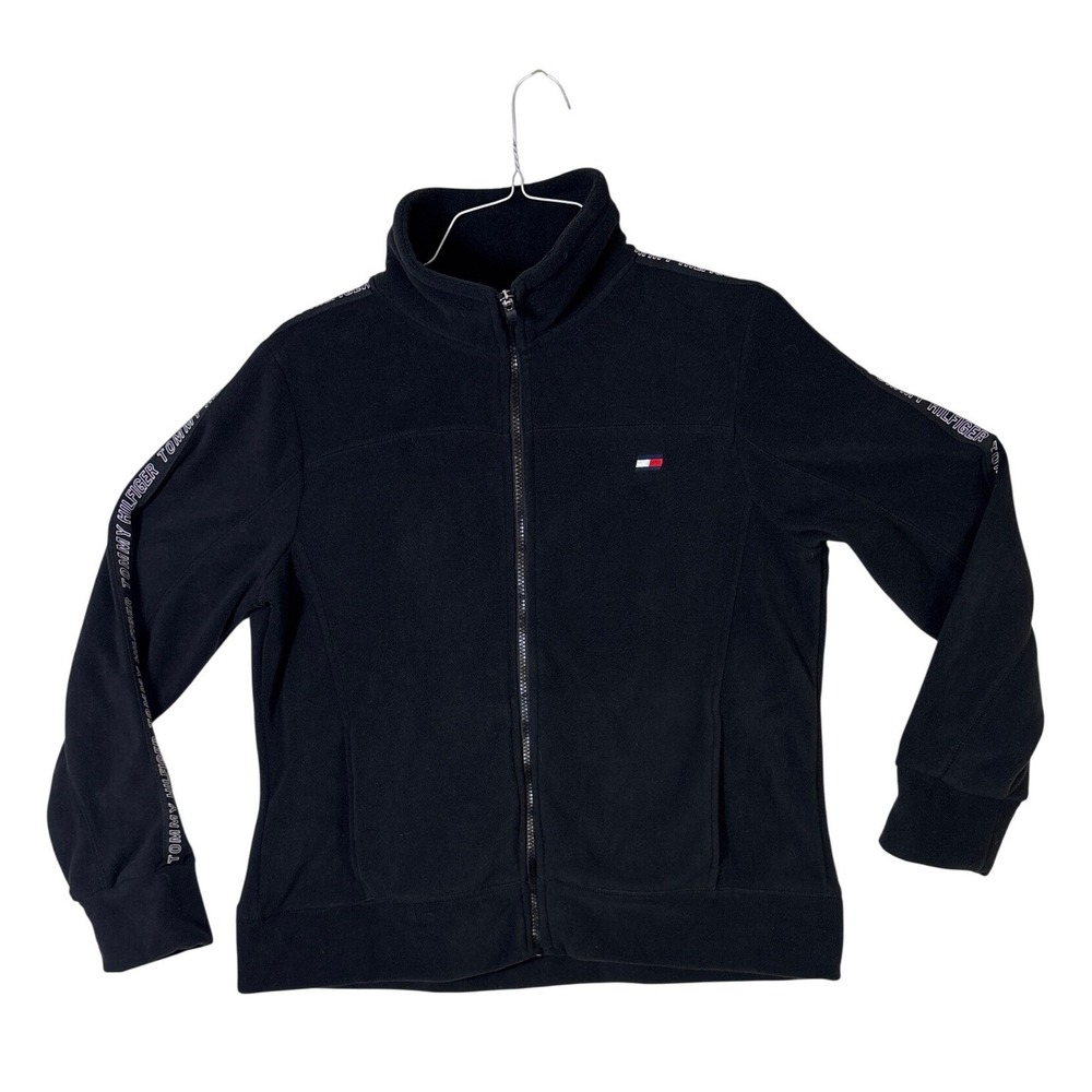 Tommy Hilfiger Sport Black Fleece Full Zip Jacket Logo Taping XL TPWTCK003T